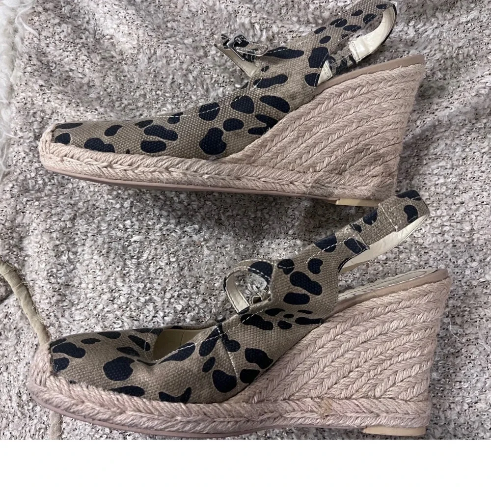 Franco‎ Sarto Leopard Print Espadrille Wedge Sandals Slingback Size 8.5M